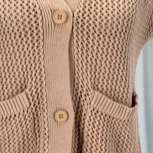 Alfani Great Escape Button Front V Neck Open Knit Vest - Tan - size PP (XSP) - Picture 5 of 10
